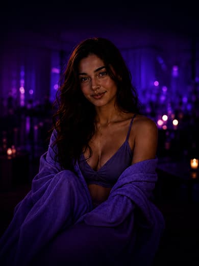 Feminine companion path—portrait in a soft-lit scene