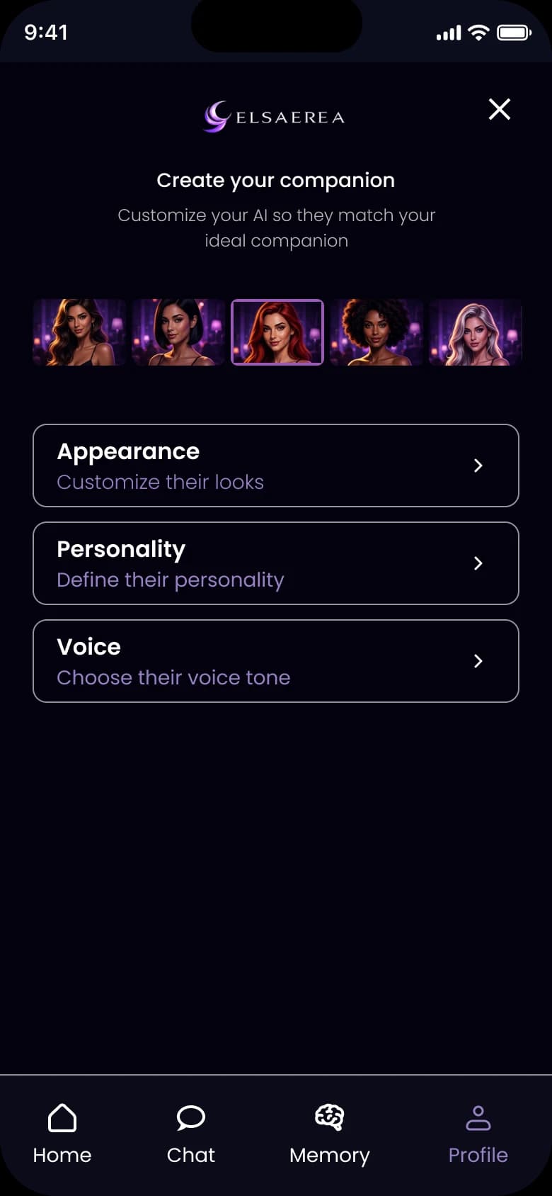Companion customization in ELSAEREA