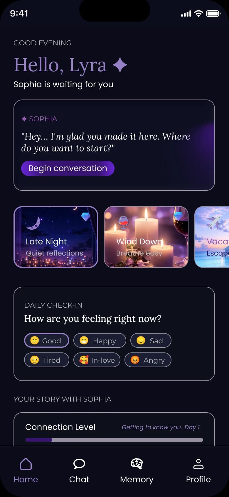 ELSAEREA home screen with companion discovery